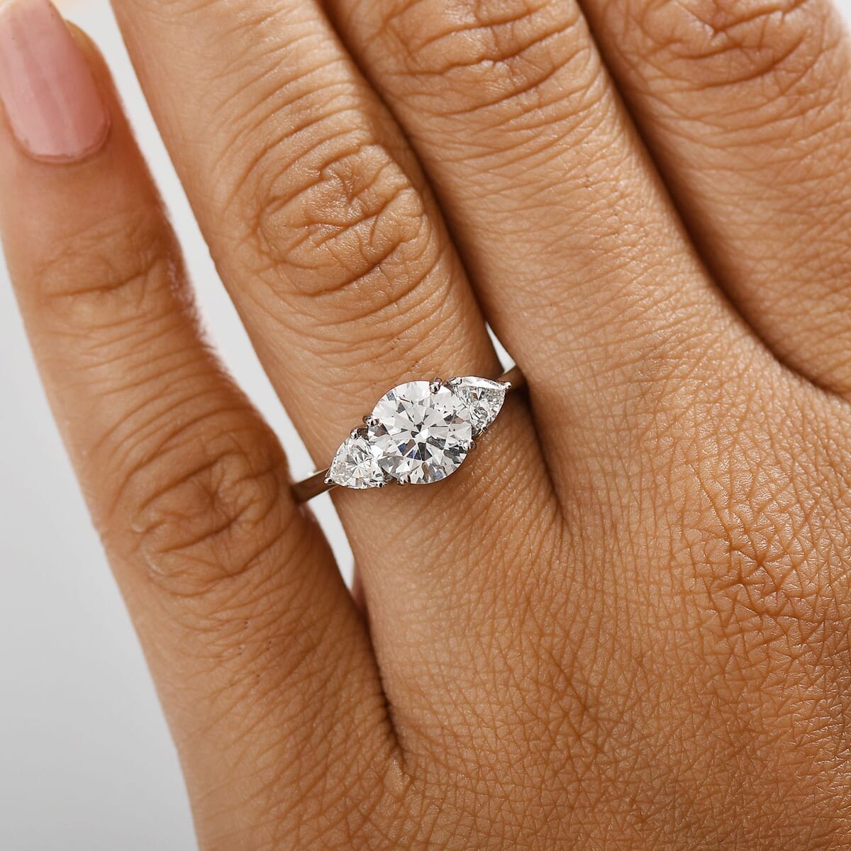 IGI Certified Luxuriant Lab Grown Diamond E-F VS 2.40 ctw Trinity Hidden Halo Ring in 950 Platinum (Size 6.0) image number 2
