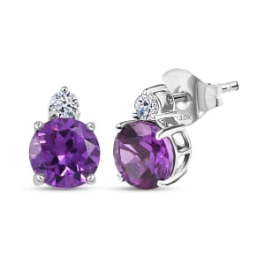 AAA Luxuriant Lab Grown Purple Sapphire and G-H SI Lab Grown Diamond 3.02 ctw Earrings in 10K White Gold 