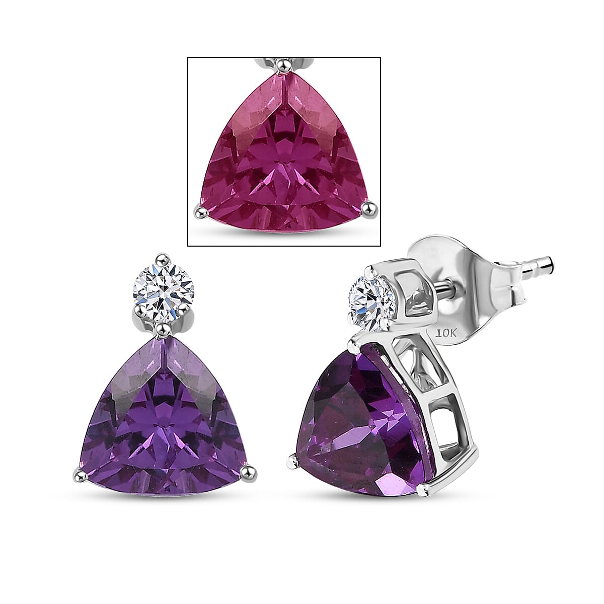 AAA Luxuriant Lab Grown Purple Sapphire and G-H SI Lab Grown Diamond 2.99 ctw Earrings in 10K White Gold  image number 0