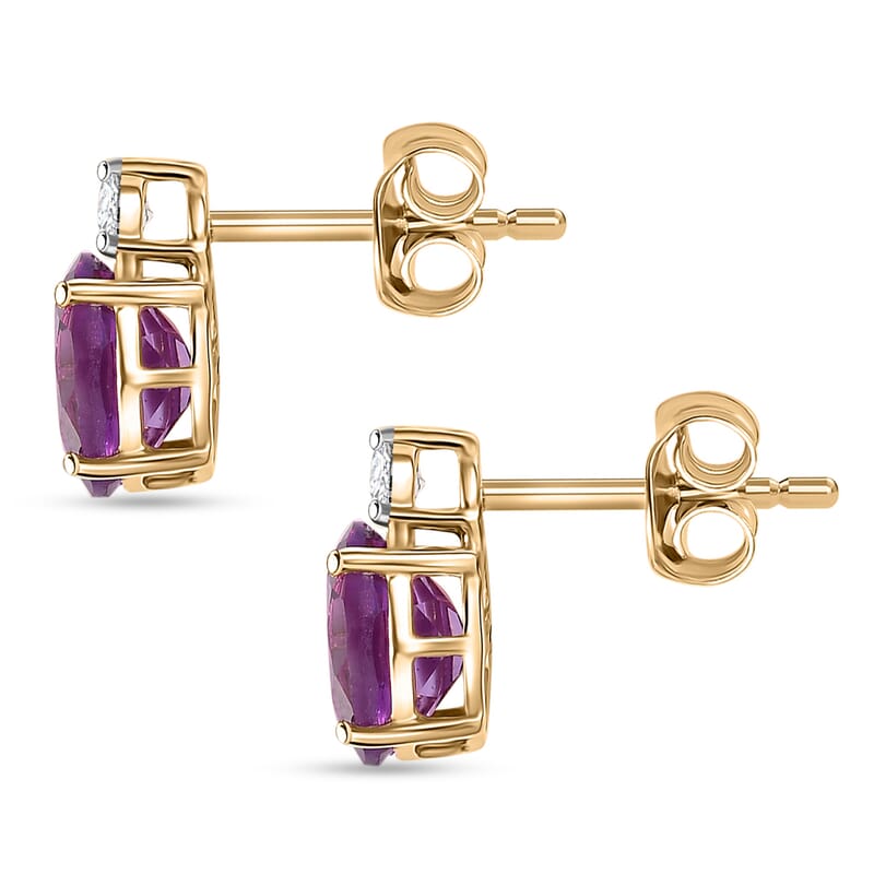 Certified & Appraised 10K Yellow Gold AAA Luxuriant Lab Grown Color Change Sapphire, Lab Grown Diamond (G-H, SI) Earrings 2.95 ctw