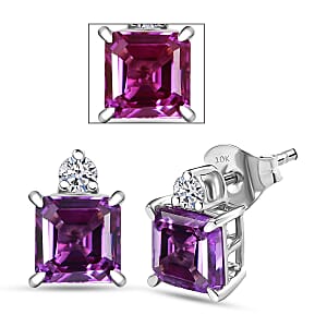 AAA Luxuriant Lab Grown Purple Sapphire and G-H SI Lab Grown Diamond 3.02 ctw Earrings in 10K White Gold