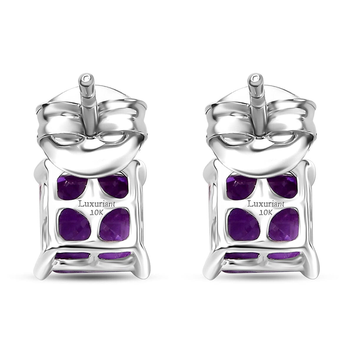 AAA Luxuriant Lab Grown Purple Sapphire and G-H SI Lab Grown Diamond 3.02 ctw Earrings in 10K White Gold image number 4