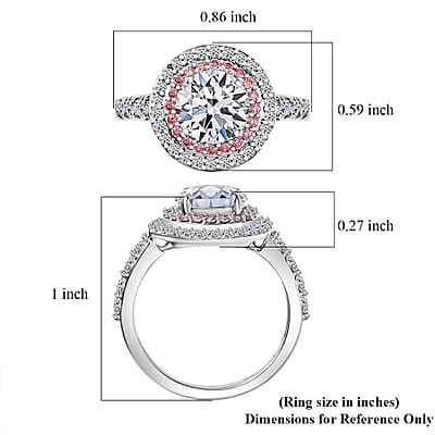 TLV IGI Certified 950 Platinum Luxuriant Lab Grown White and Pink Diamond (VS) Radiant Halo Ring (Size 5.0) (Del. In 12-15 Days) 3.00 ctw