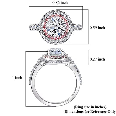 IGI Certified Luxuriant Lab Grown White and Pink Diamond VS 3.00 ctw Radiant Halo Ring in 950 Platinum (Size 6.0) (Del. In 12-15 Days)