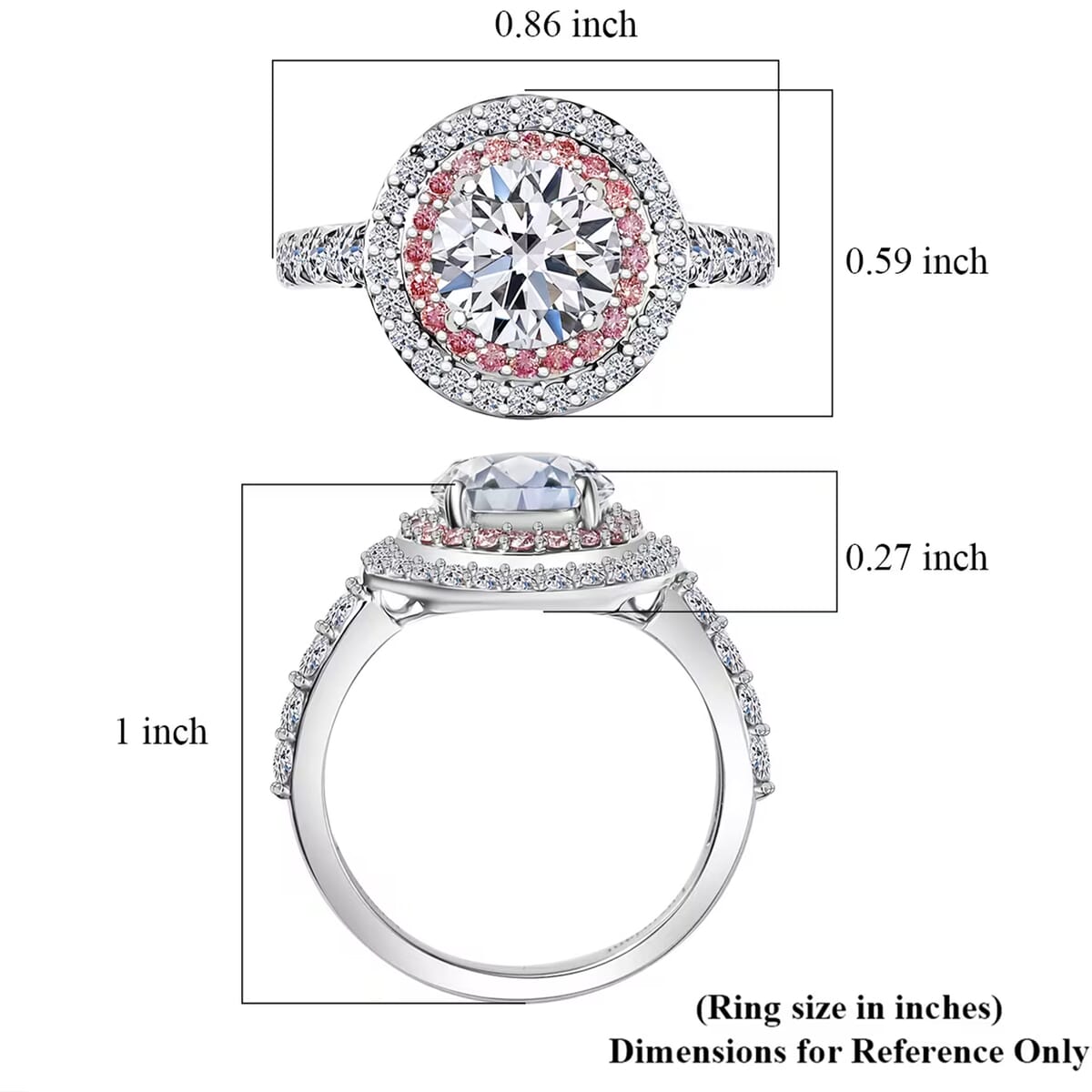 IGI Certified Luxuriant Lab Grown White and Pink Diamond VS 3.00 ctw Radiant Halo Ring in 950 Platinum (Size 7.0) image number 7