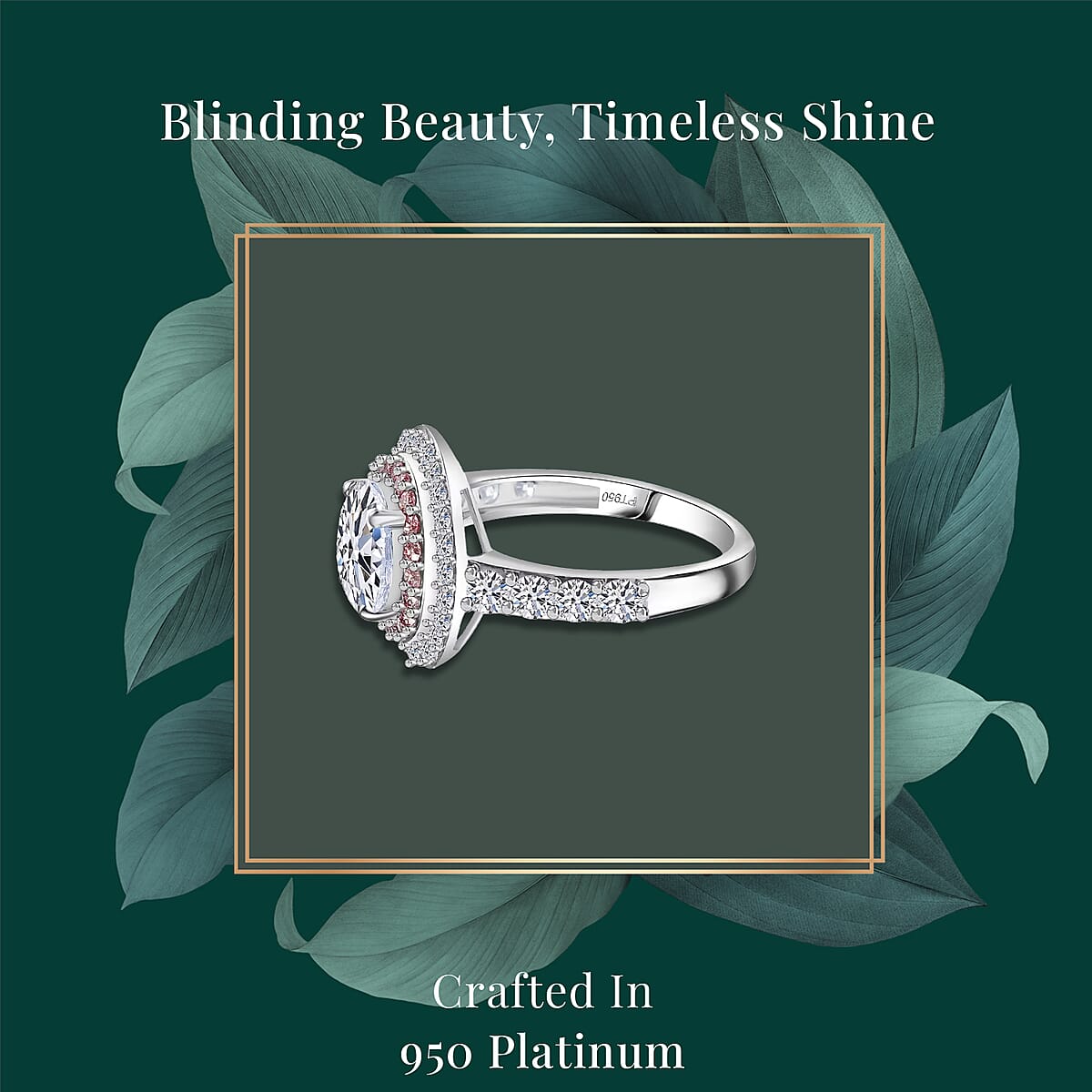 IGI Certified Luxuriant Lab Grown Diamond VS and Lab Grown Pink Diamond (IR) 3.00 ctw Radiant Halo Ring in 950 Platinum (Size 8.0) image number 2