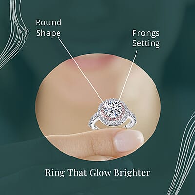 IGI Certified Luxuriant Lab Grown White and Pink Diamond VS 3.00 ctw Radiant Halo Ring in 950 Platinum (Size 9.0) (Del. In 12-15 Days)