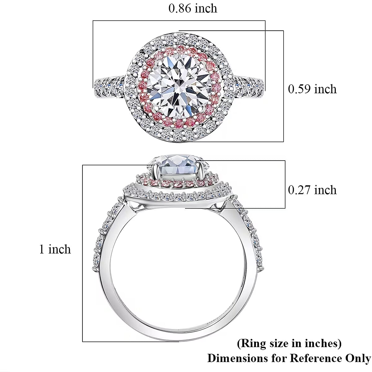 IGI Certified Luxuriant Lab Grown White and Pink Diamond VS 3.00 ctw Radiant Halo Ring in 950 Platinum (Size 9.0) (Del. In 12-15 Days) image number 7