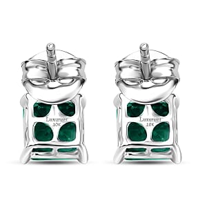 AAA Luxuriant Lab Grown Emerald and G-H SI Lab Grown Diamond 1.92 ctw Earrings in 10K White Gold