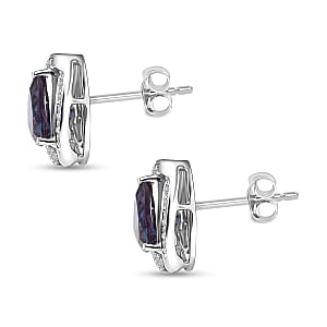Certified & Appraised AAA Luxuriant Lab Grown Alexandrite and G-H SI Lab Grown Diamond 3.20 ctw Earrings in 10K White Gold