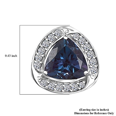Certified & Appraised AAA Luxuriant Lab Grown Alexandrite and Lab Grown Diamond G-H SI 3.20 ctw Earrings in 10K White Gold
