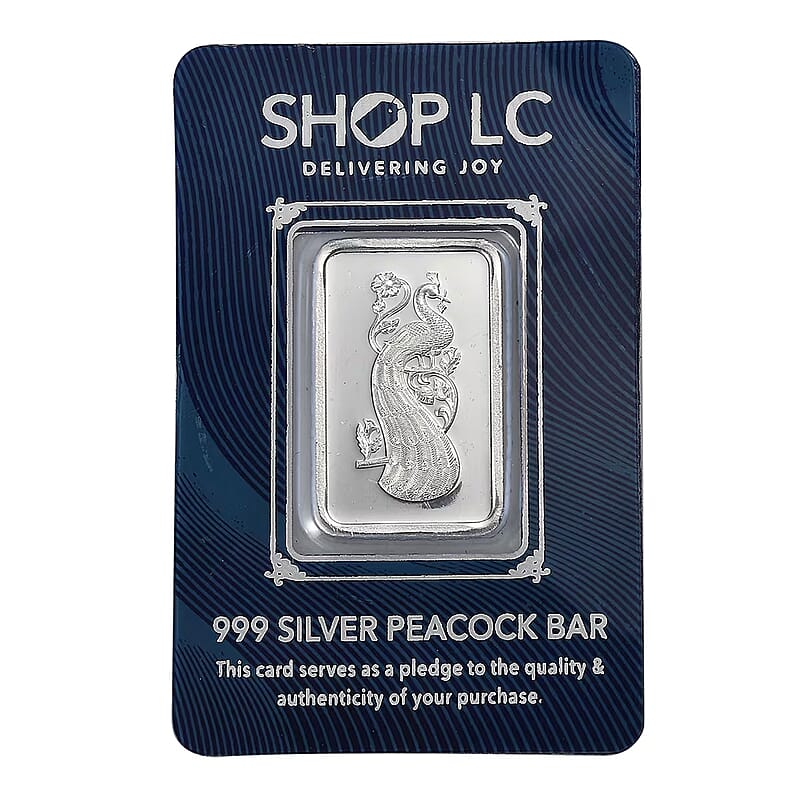  999 Fine Silver Beauty of Peacock Bar 10 Grams