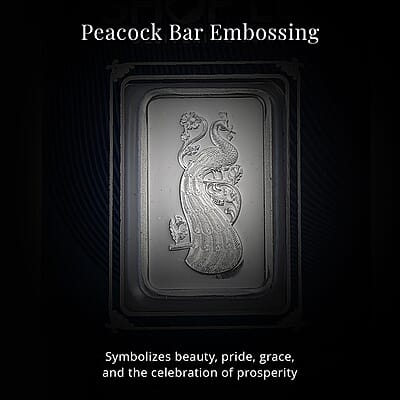  999 Fine Silver Beauty of Peacock Bar 10 Grams