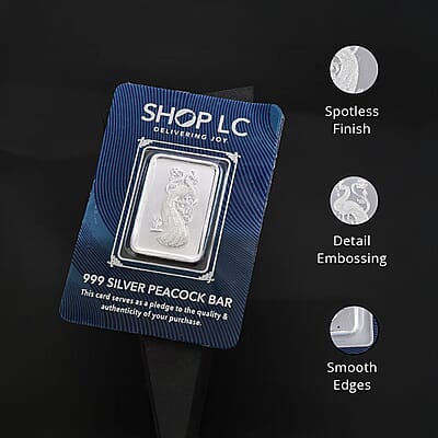  999 Fine Silver Beauty of Peacock Bar 10 Grams