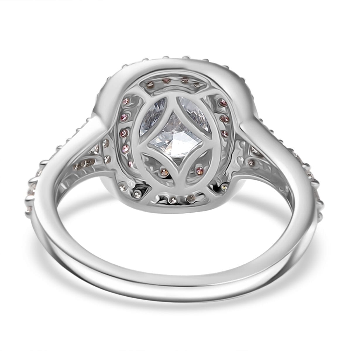IGI Certified Luxuriant Lab Grown White and Pink Diamond VS 3.00 ctw Radiant Halo Ring in 950 Platinum (Size 10.0) (Del. In 12-15 Days) image number 4