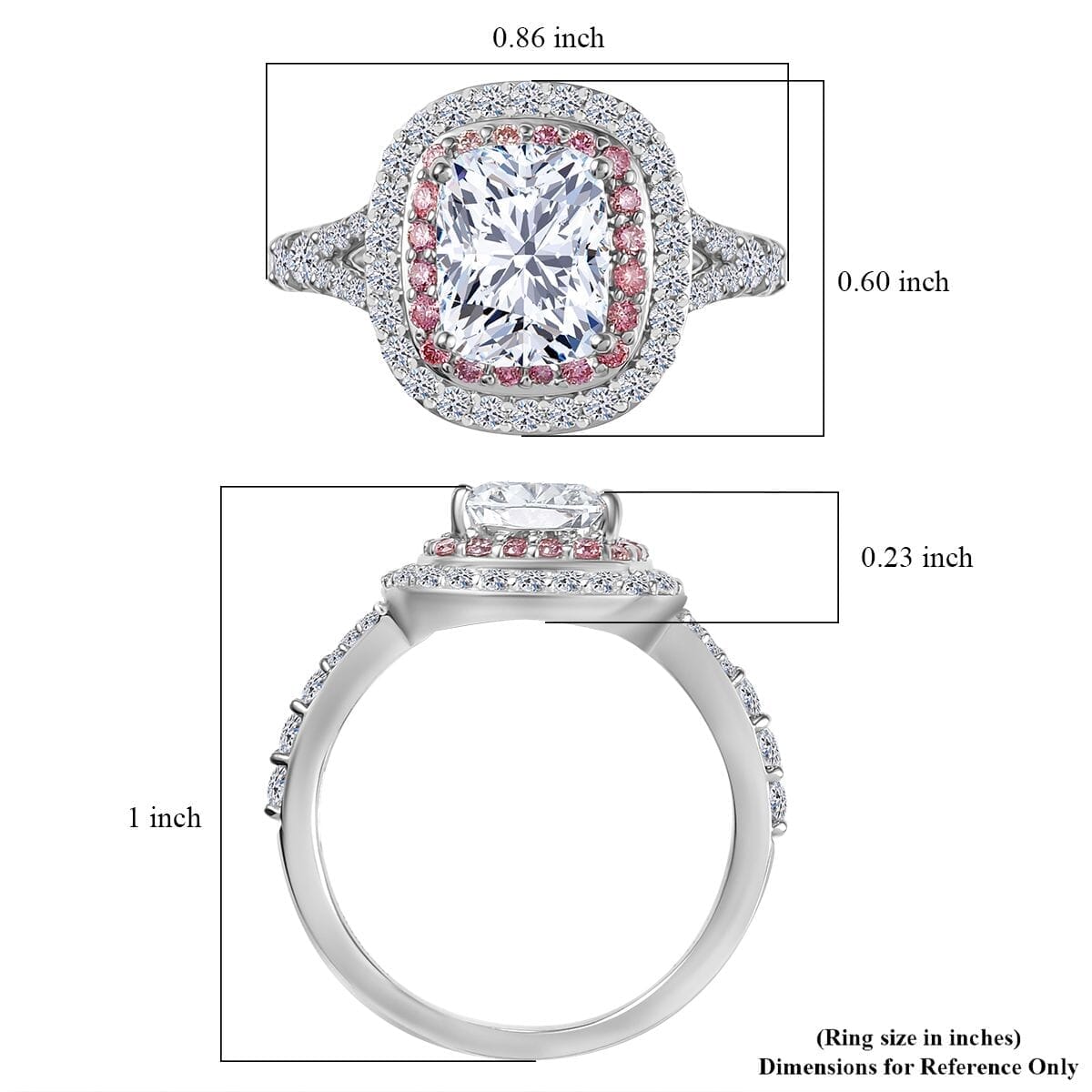 IGI Certified Luxuriant Lab Grown White and Pink Diamond VS 3.00 ctw Radiant Halo Ring in 950 Platinum (Size 10.0) (Del. In 12-15 Days) image number 5