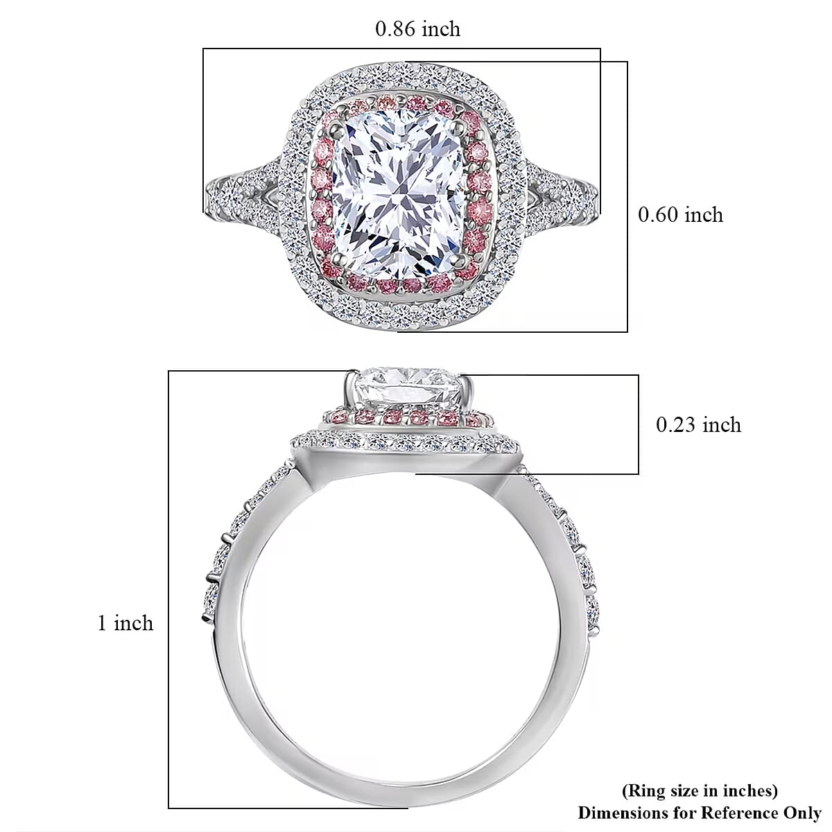 IGI Certified Luxuriant Lab Grown Diamond VS and Lab Grown Pink Diamond (IR) 3.00 ctw Radiant Halo Ring in 950 Platinum (Size 7.0) image number 7