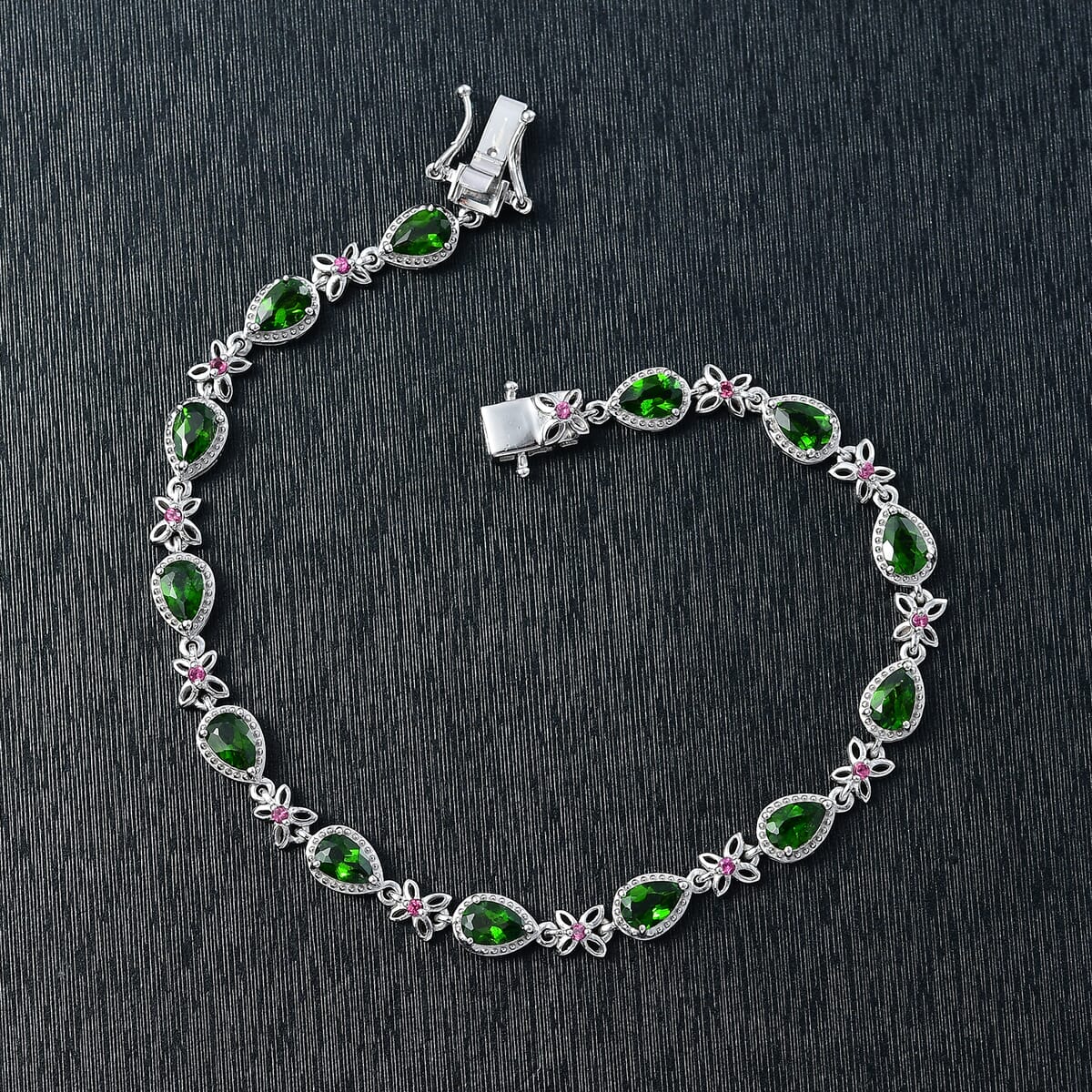 D'Joy Chrome Diopside and Orissa Rhodolite Garnet 5.50 ctw Butterfly Bracelet in Rhodium Over Sterling Silver (6.50 In) image number 1