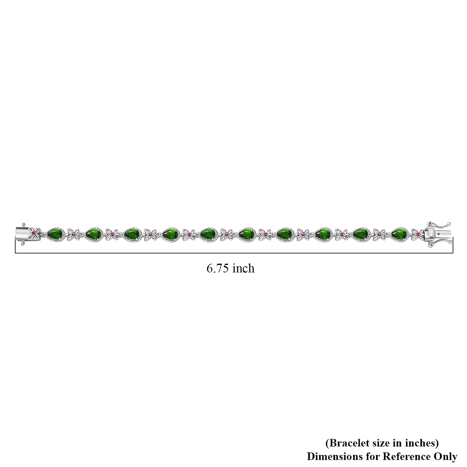 D'Joy Chrome Diopside and Orissa Rhodolite Garnet 5.50 ctw Butterfly Bracelet in Rhodium Over Sterling Silver (6.50 In)