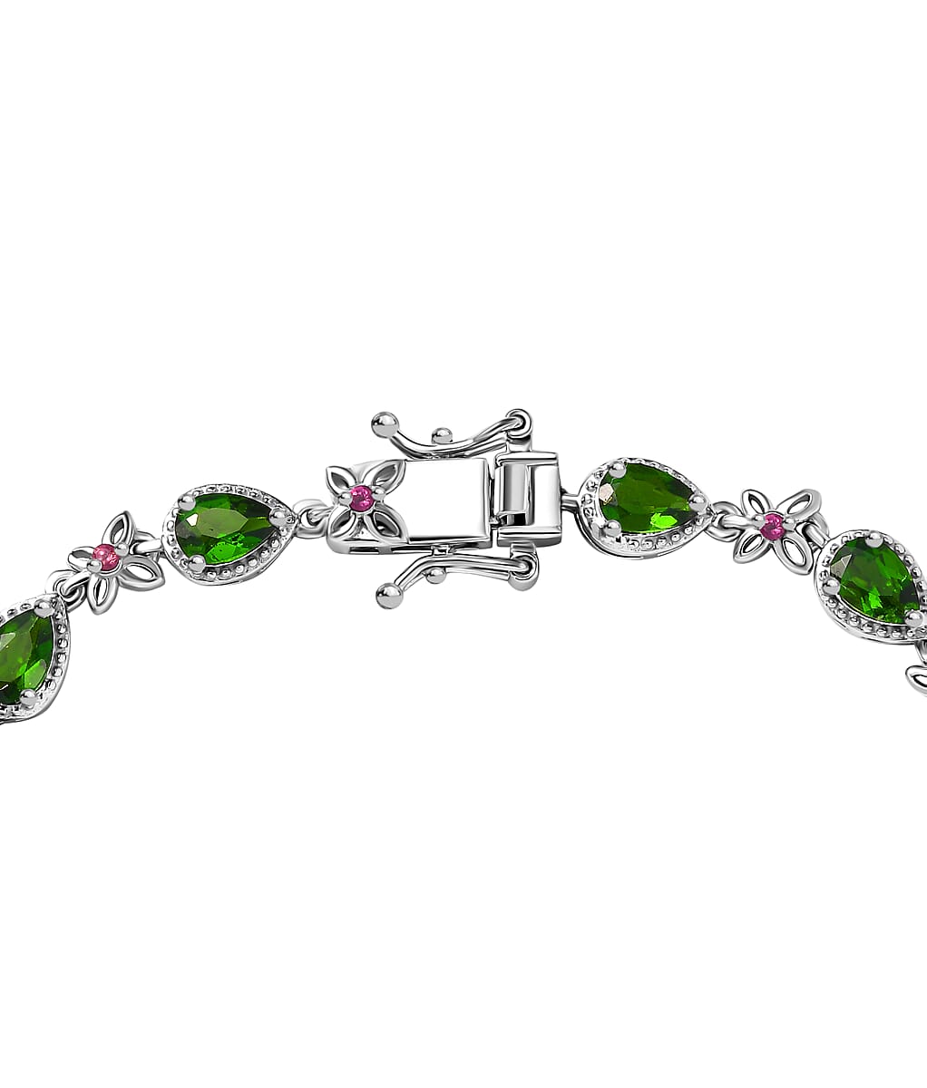 D'Joy Chrome Diopside and Orissa Rhodolite Garnet 7.20 ctw Butterfly Bracelet in Rhodium Over Sterling Silver (8.00 In) image number 3