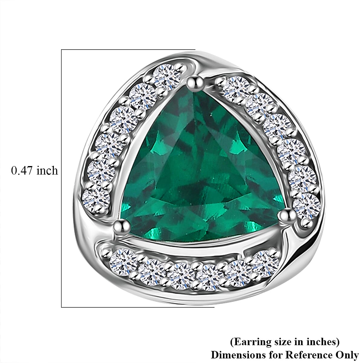AAA Luxuriant Lab Grown Emerald and G-H SI Lab Grown Diamond 2.30 ctw Earrings in 10K White Gold image number 4