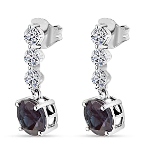 Certified & Appraised AAA Luxuriant Lab Grown Alexandrite and G-H SI Lab Grown Diamond 3.93 ctw Earrings in 10K White Gold
