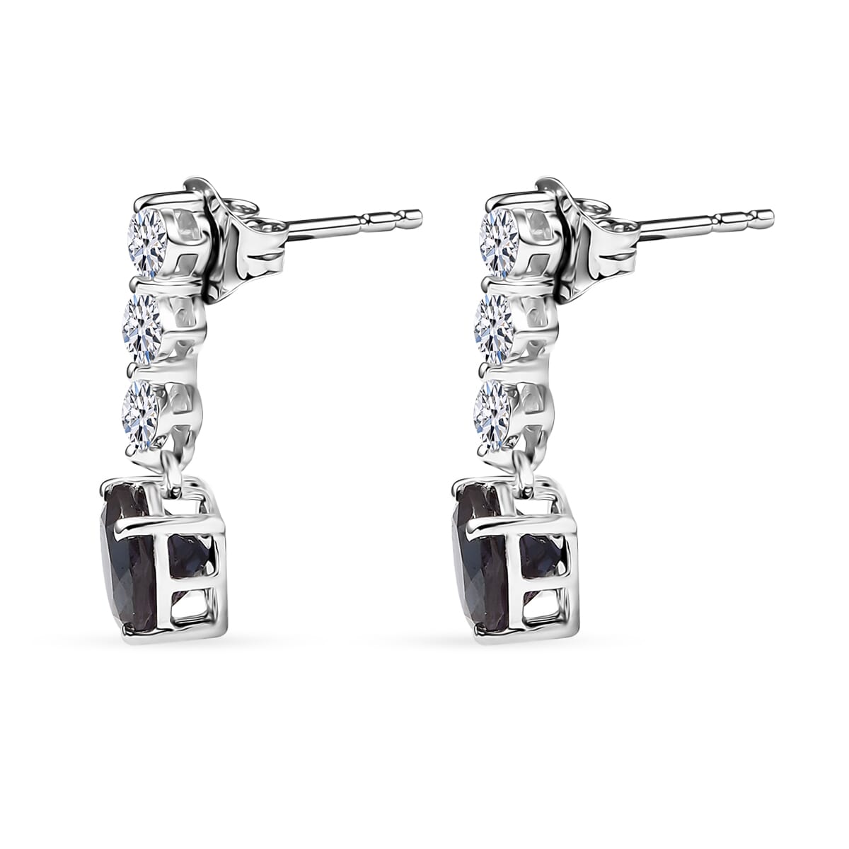 Certified & Appraised AAA Luxuriant Lab Grown Alexandrite and G-H SI Lab Grown Diamond 3.93 ctw Earrings in 10K White Gold image number 4