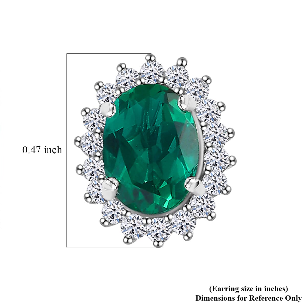 AAA Luxuriant Lab Grown Emerald and G-H SI Lab Grown Diamond 2.11 ctw Earrings in 10K White Gold image number 4