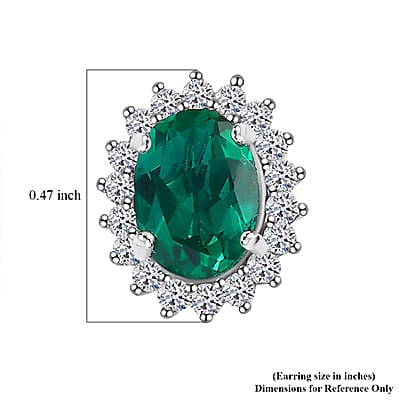AAA Luxuriant Lab Grown Emerald and G-H SI Lab Grown Diamond 2.11 ctw Earrings in 10K White Gold