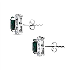 AAA Luxuriant Lab Grown Emerald and G-H SI Lab Grown Diamond 2.58 ctw Earrings in 10K White Gold