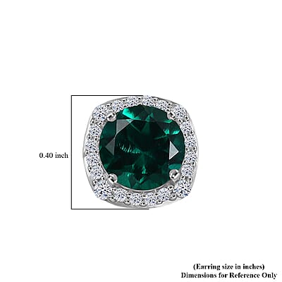 AAA Luxuriant Lab Grown Emerald and G-H SI Lab Grown Diamond 2.58 ctw Earrings in 10K White Gold