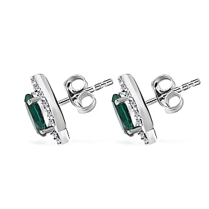 AAA Luxuriant Lab Grown Emerald and G-H SI Lab Grown Diamond 2.26 ctw Earrings in 10K White Gold