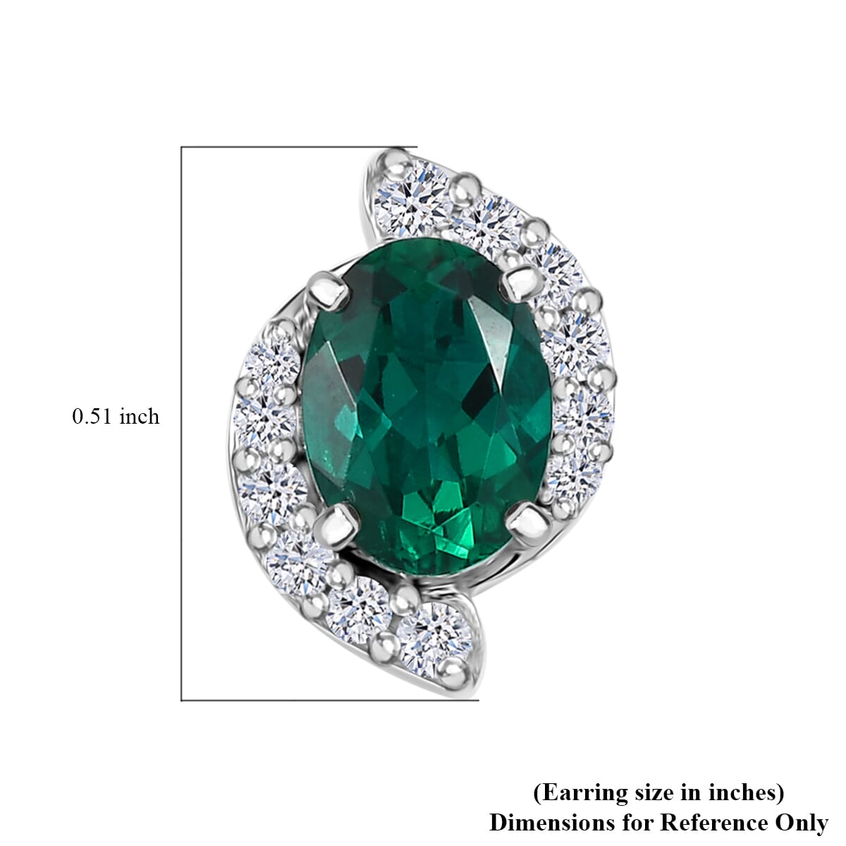 Certified & Appraised AAA Luxuriant Lab Grown Emerald and G-H SI Lab Grown Diamond 2.26 ctw Earrings in 10K White Gold image number 4