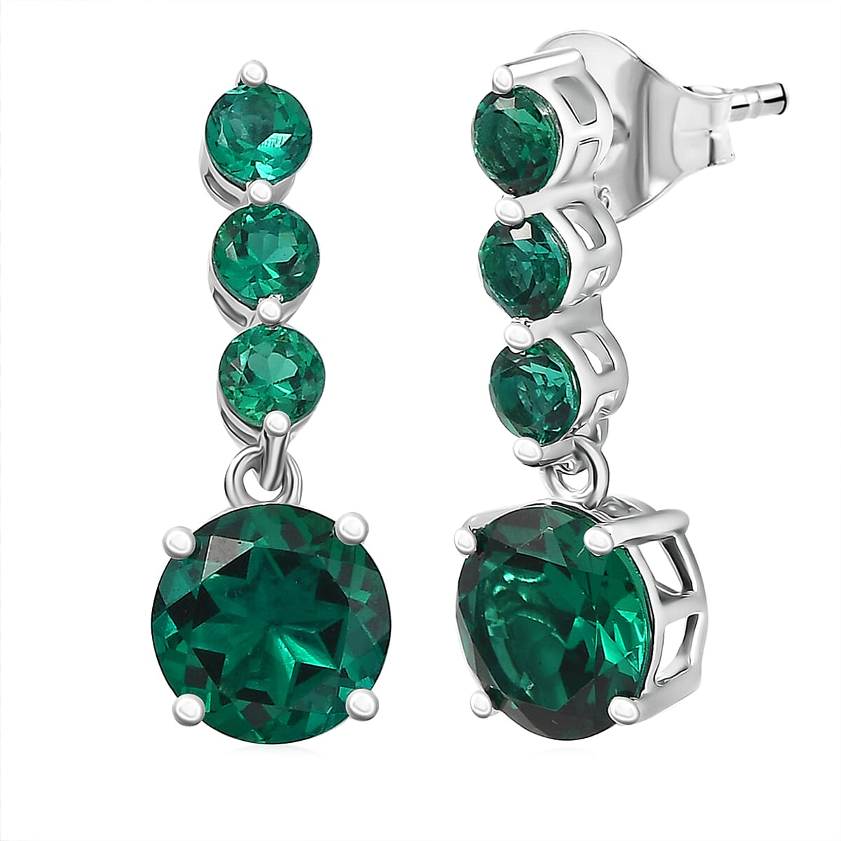 AAA Luxuriant Lab Grown Emerald 2.89 ctw Earrings in 10K White Gold image number 0