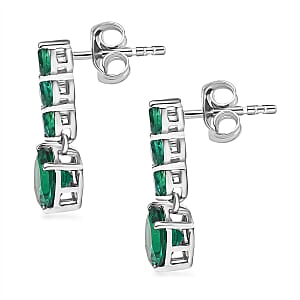 AAA Luxuriant Lab Grown Emerald 2.89 ctw Earrings in 10K White Gold