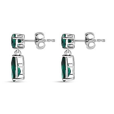 AAA Luxuriant Lab Grown Emerald 3.06 ctw Earrings in 10K White Gold