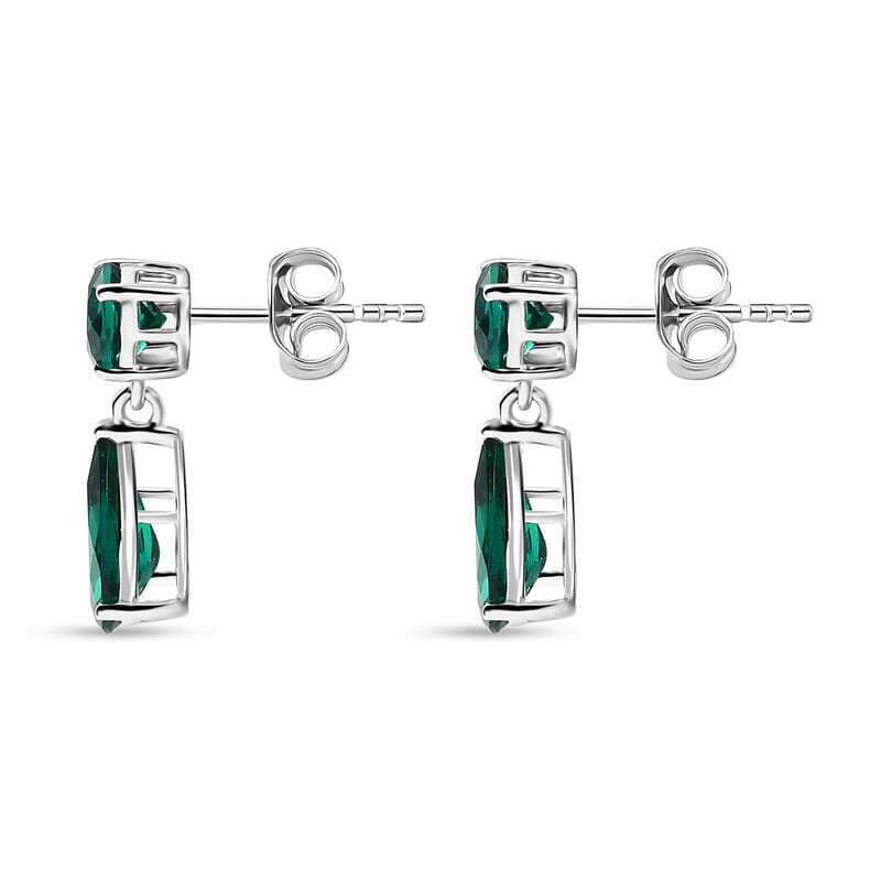 AAA Luxuriant Lab Grown Emerald 3.06 ctw Earrings in 10K White Gold