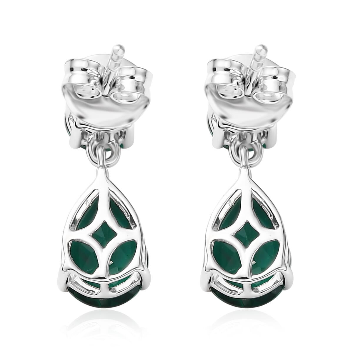 AAA Luxuriant Lab Grown Emerald 3.06 ctw Earrings in 10K White Gold image number 5