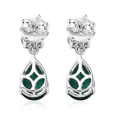 AAA Luxuriant Lab Grown Emerald 3.06 ctw Earrings in 10K White Gold