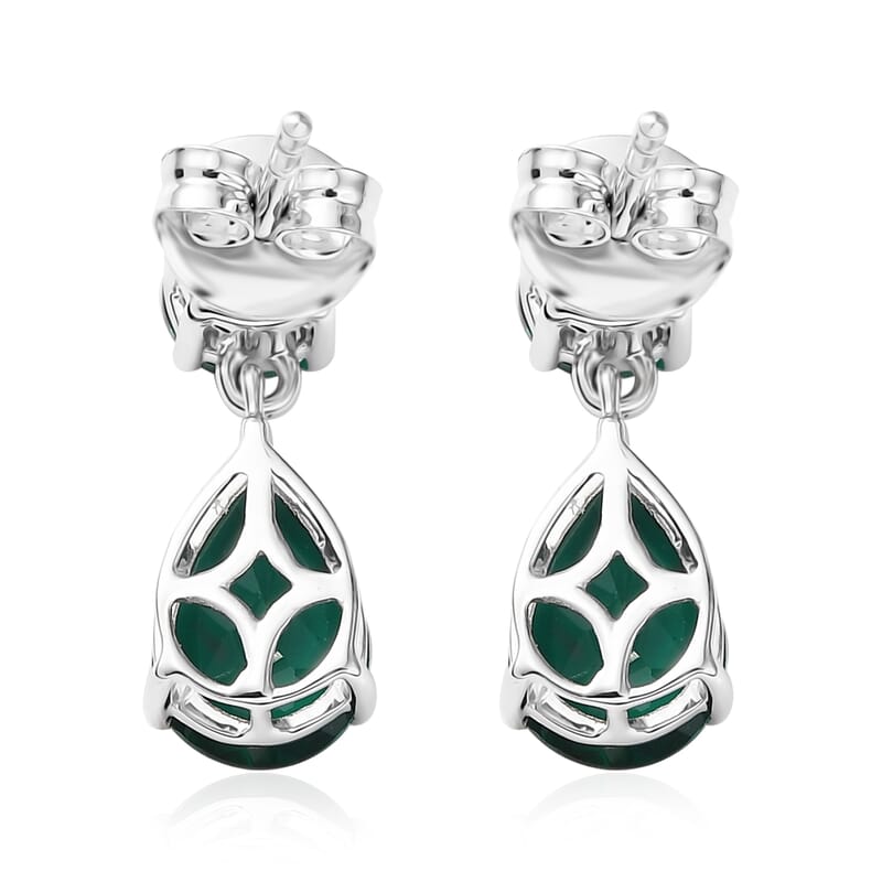 AAA Luxuriant Lab Grown Emerald 3.06 ctw Earrings in 10K White Gold