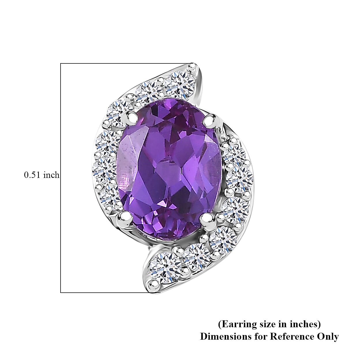 AAA Luxuriant Lab Grown Purple Sapphire and G-H SI Lab Grown Diamond 3.21 ctw Earrings in 10K White Gold  image number 5