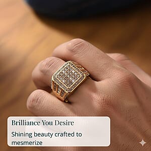 D'Joy Natural Champagne Diamond 1.00 ctw Men's Ring in 18K Vermeil Yellow Gold Over Sterling Silver (Size 10.0)