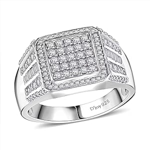 D'Joy Diamond 1.00 ctw Men's Ring in Rhodium Over Sterling Silver (Size 10.0)