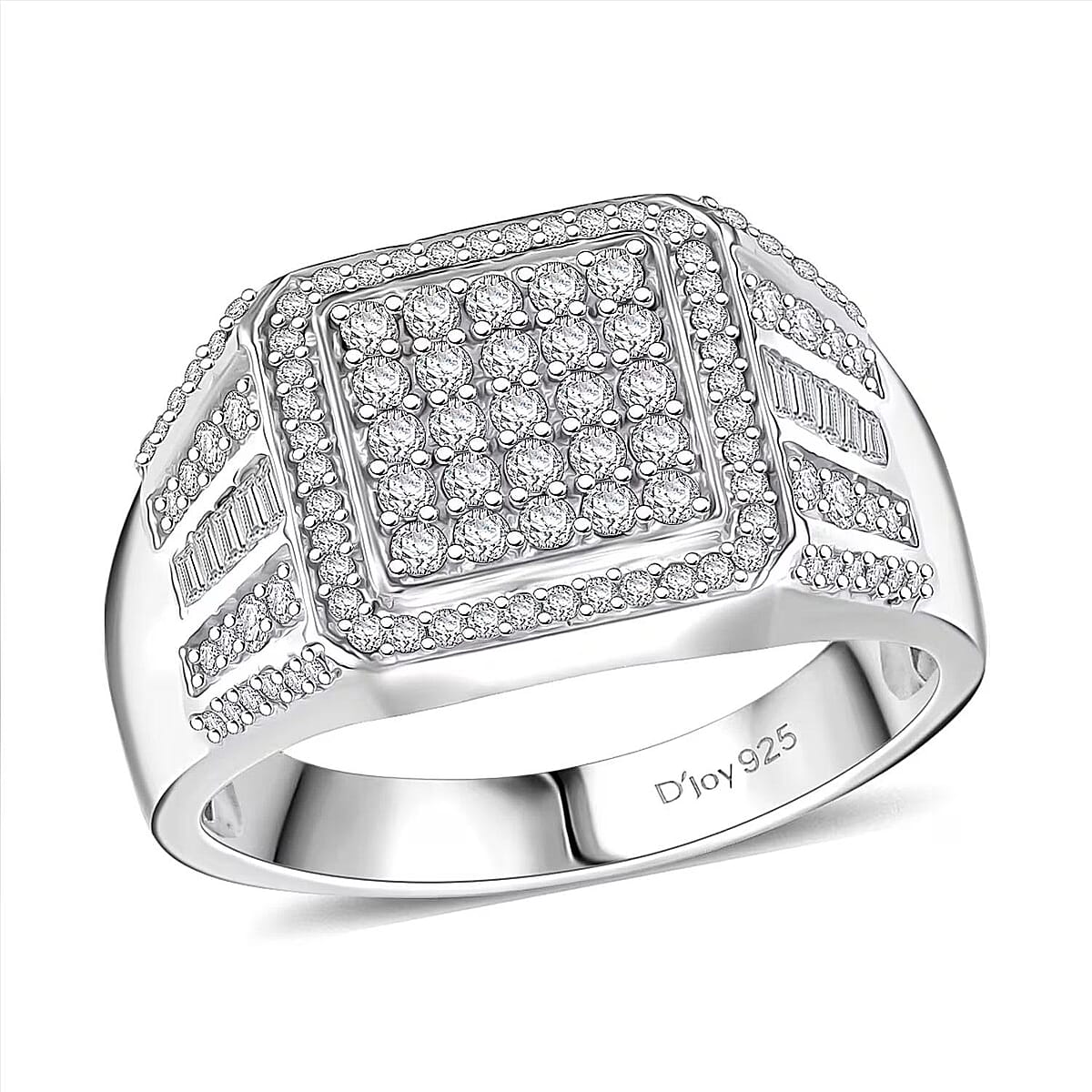 D'Joy Diamond 1.00 ctw Men's Ring in Rhodium Over Sterling Silver (Size 11.0) image number 0