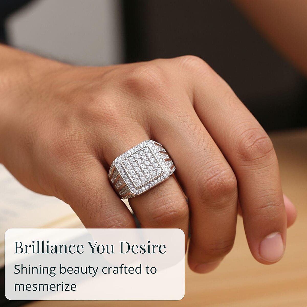 D'Joy Diamond 1.00 ctw Men's Ring in Rhodium Over Sterling Silver (Size 11.0) image number 1