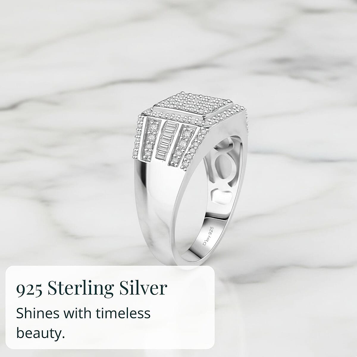 D'Joy Diamond 1.00 ctw Men's Ring in Rhodium Over Sterling Silver (Size 11.0) image number 2