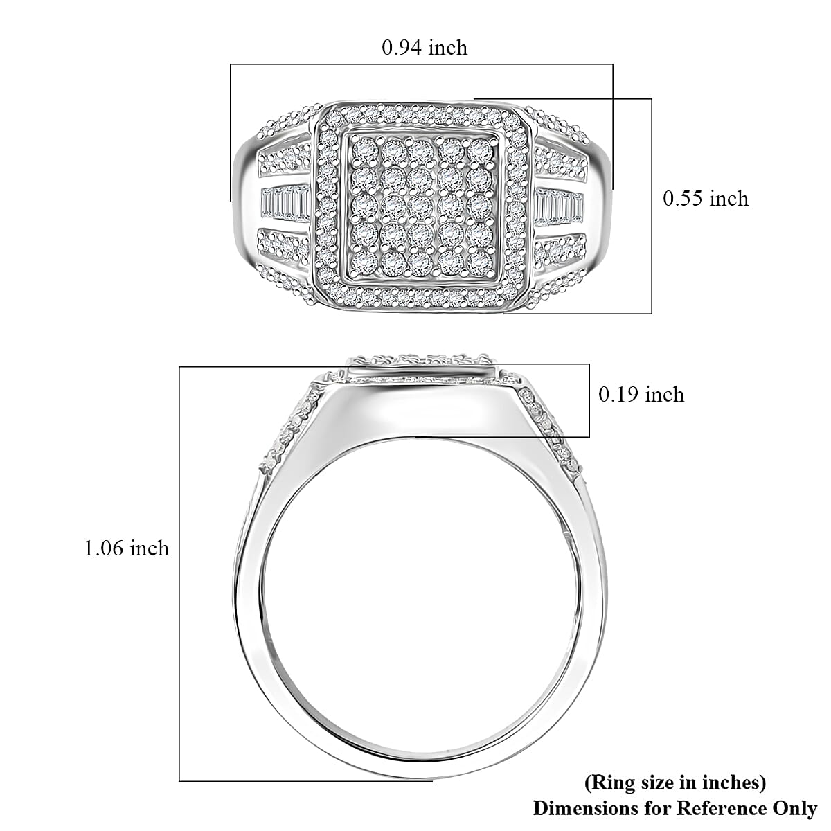 D'Joy Diamond 1.00 ctw Men's Ring in Rhodium Over Sterling Silver (Size 13.0) image number 5