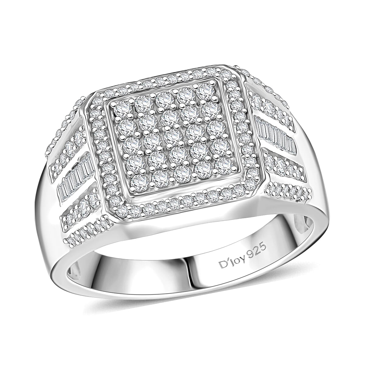 D'Joy Diamond 1.00 ctw Men's Ring in Rhodium Over Sterling Silver (Size 14.0) image number 0