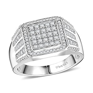 D'Joy Diamond 1.00 ctw Men's Ring in Rhodium Over Sterling Silver (Size 14.0)