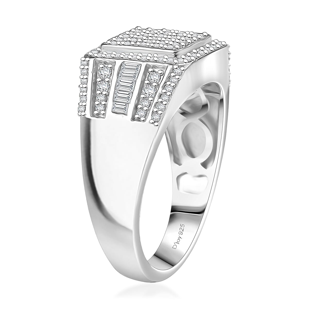 D'Joy Diamond 1.00 ctw Men's Ring in Rhodium Over Sterling Silver (Size 14.0) image number 3